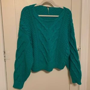 Free People Cropped Cable Knit Sweater Sz S